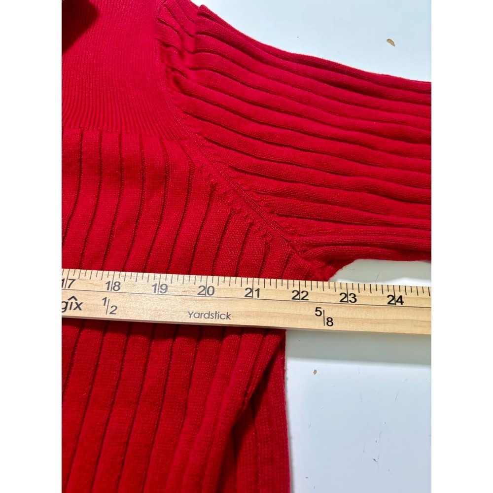 Eddie Bauer Full Zip Sweater Womens XXL Red Vintage Ribbed Cotton Preppy 90s - Picture 8 of 14